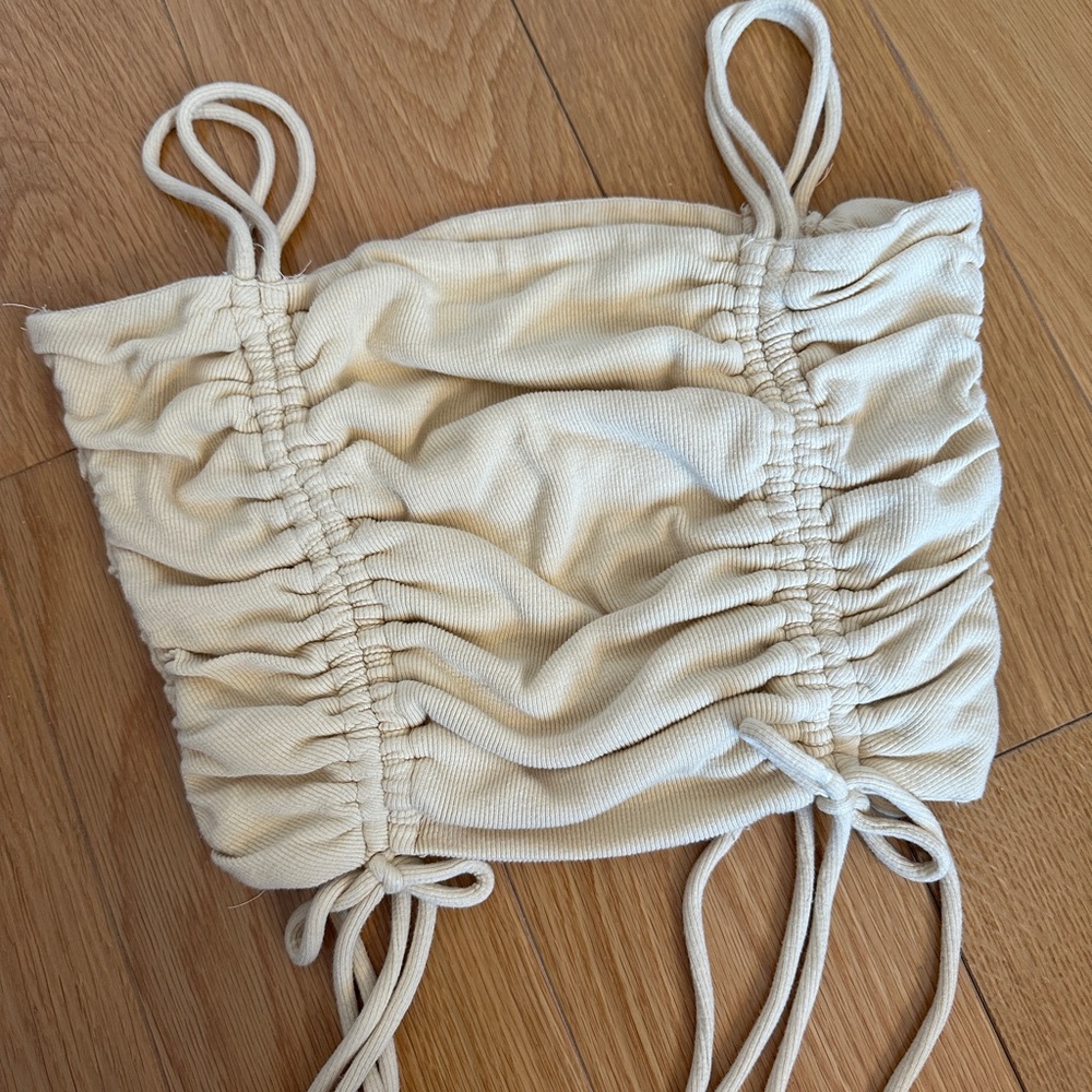Cream Ruched Crop Top